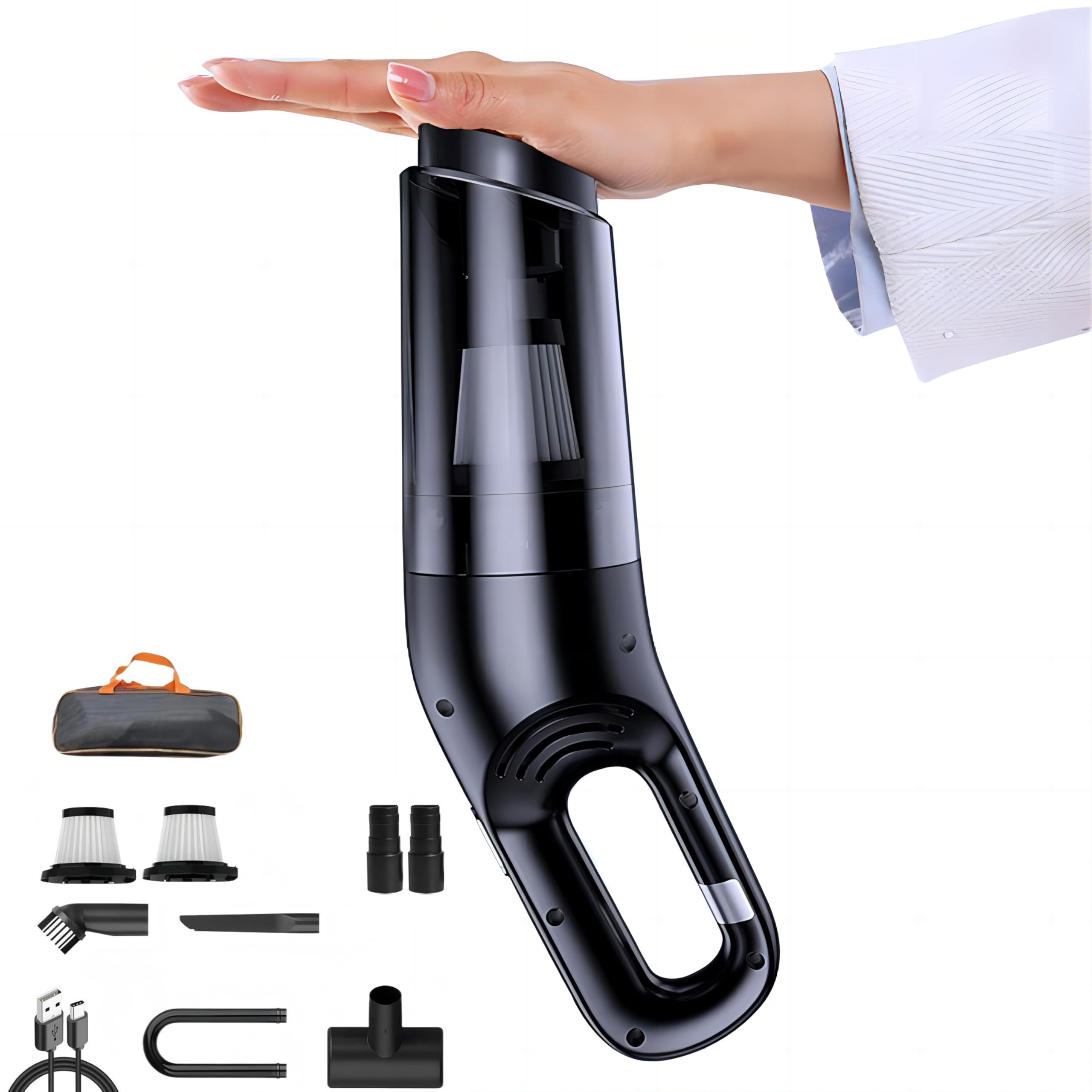 MeteMake Powerful Handheld Vacuum Cleaner,10000Pa Strong Suction Portable Hand Held Vacum Cordless Lightweight for Car and Home Carpet Stairs Pet Hair Deep Cleaning Kitchen, Office