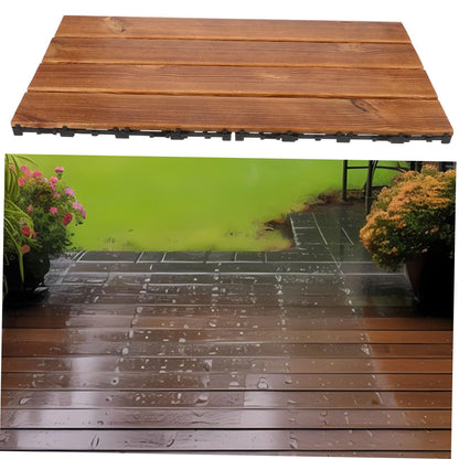 Homoyoyo Carbonized Wood Floor Outdoor Interlocking Deck Tile Patio Flooring for Balcony Garden Walkway Wooden Panels
