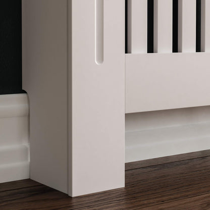 Vida Designs Arlington Radiator Cover White - Large - Modern Shaker Style Vertical Slat Design For Optimal Heat Circulation - H83.3xW152xD19cm - Painted MDF Cabinet with Wood Top Shelf