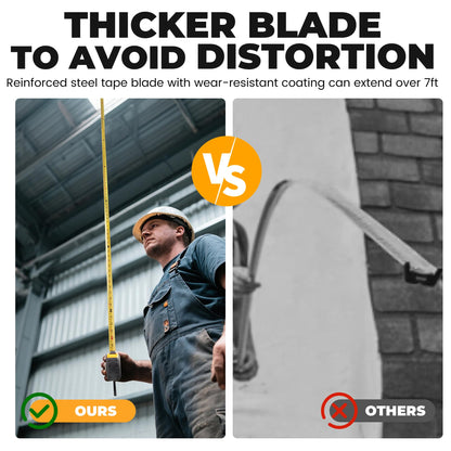 MulWark 8m/26ft Measuring Tape Measure | Metric & Imperial Dual Scale | Magnetic Hook & Wide Blade | Both-Side Metal Blade | Shockproof Case | for Construction, Carpentry & DIY