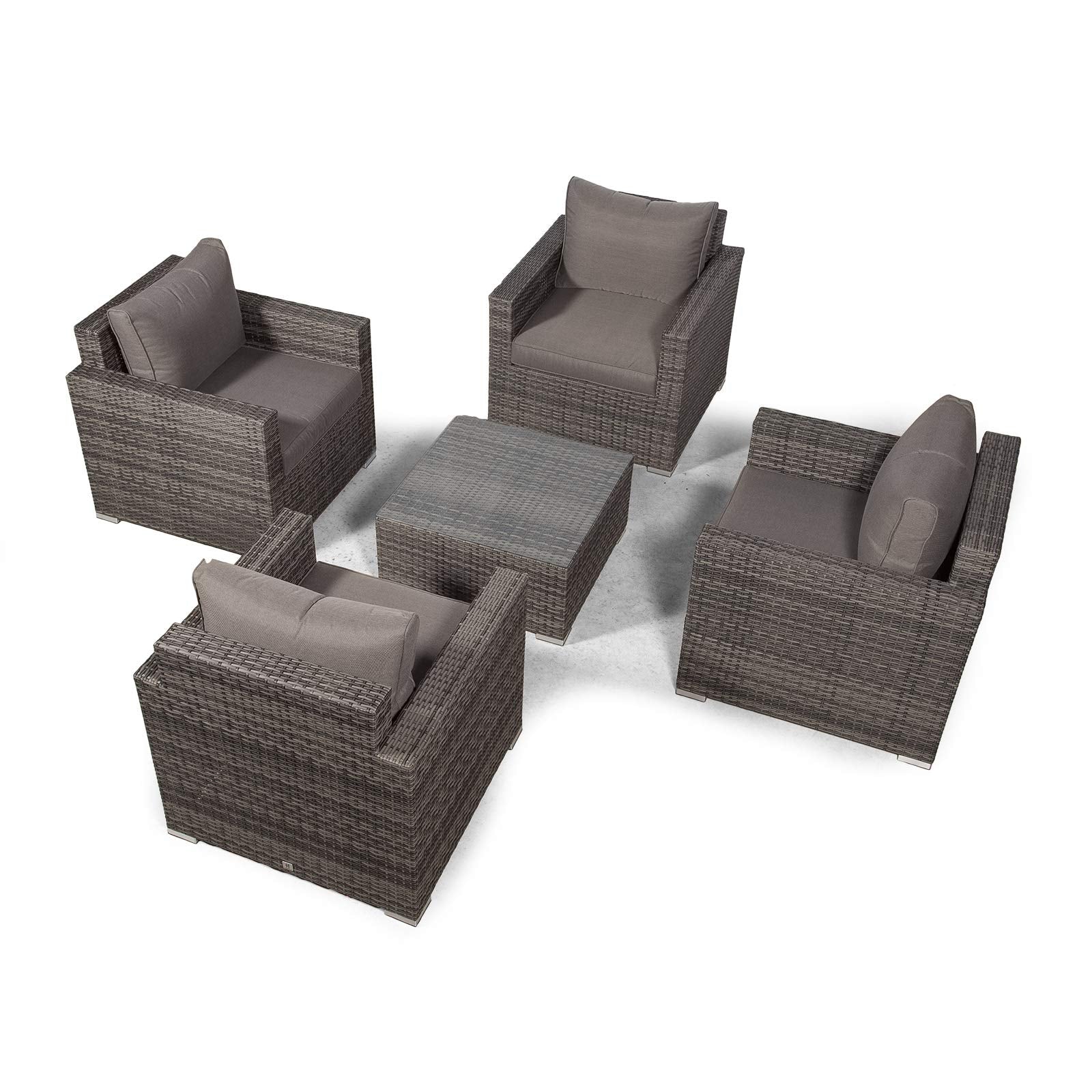 Giardino Sydney 4 Seater Grey Rattan Conversation Sofa Set | Rattan Garden 4 Seat Lounge Chair Set with Coffee Table & All Weather Furniture Covers