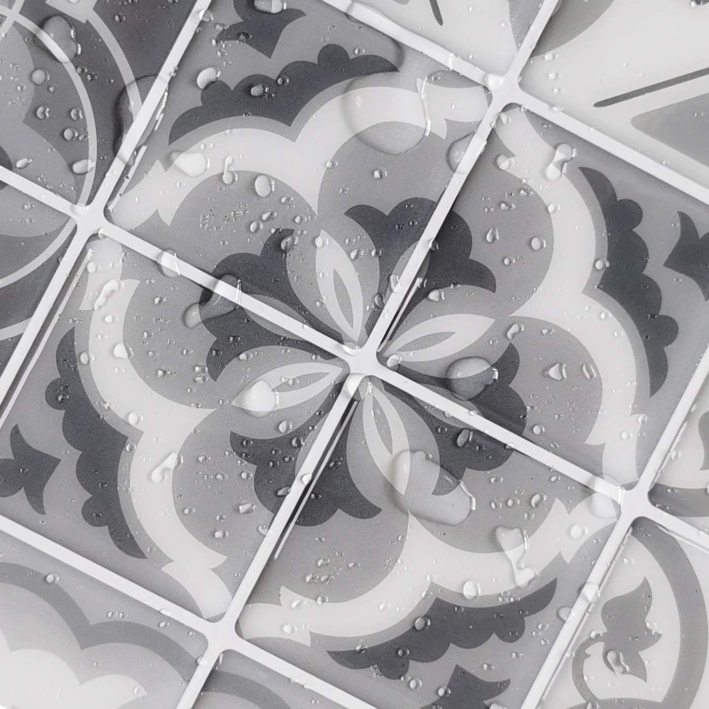 Art3d 10-Sheet Peel and Stick Backsplash Tile Stickers, Gray Talavera Mexican Tiles