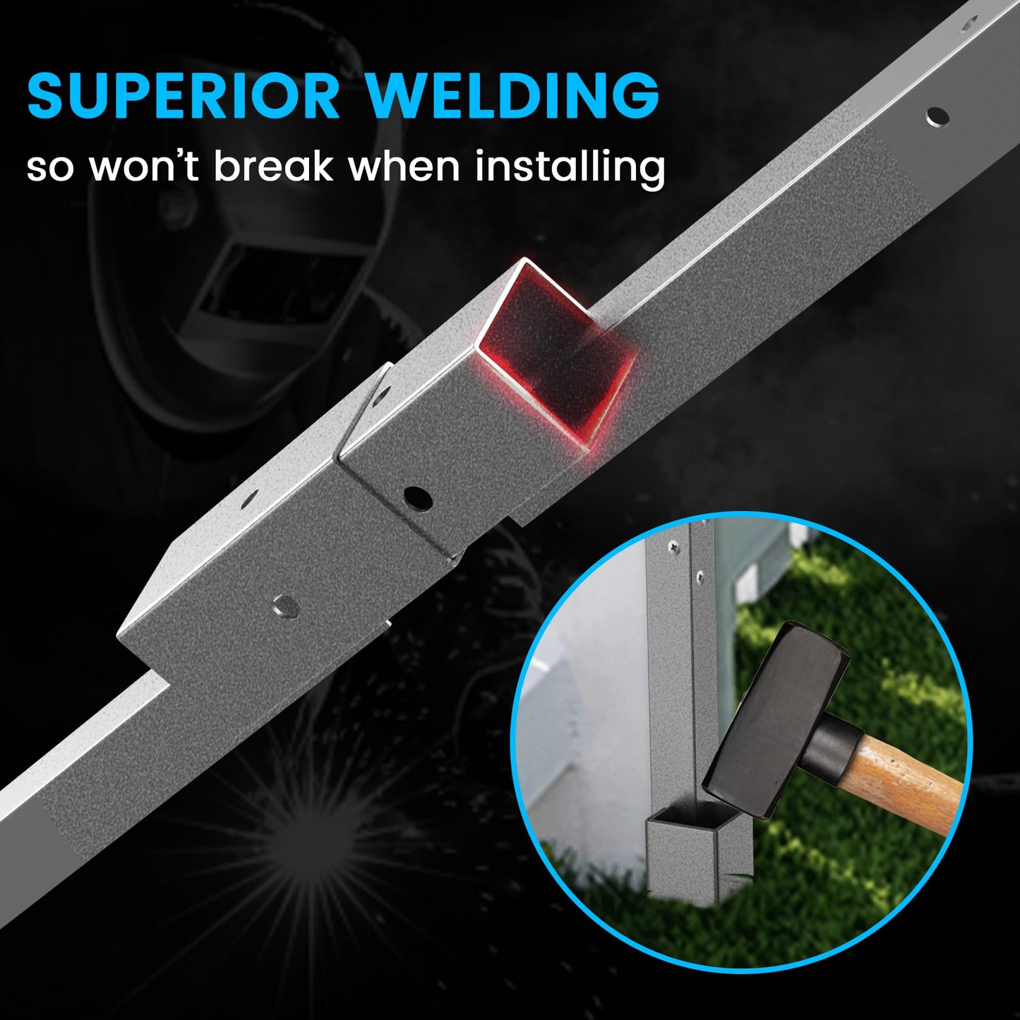 2 Pack Fence Post Repair Stakes - Repair Kit for Damaged Posts - Anchor for Stability - Spikes to Fix Broken Wood Fences