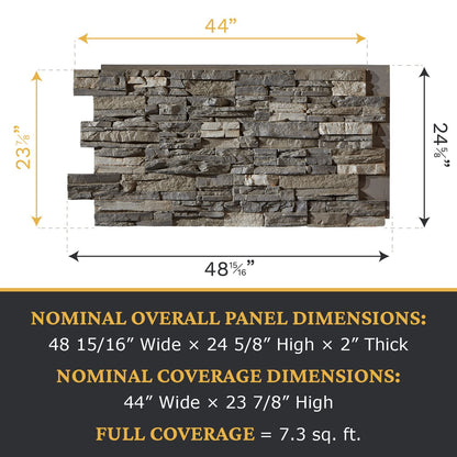 AZ Faux High Density Polyurethane Faux Stone Wall Cladding for Indoor Outdoor Decoration Stacked Stone Cladding Sedona 8" L x 8" H Pattern Size Warm Pewter