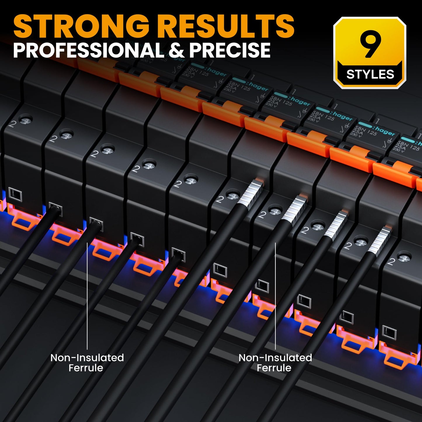 SOMELINE Crimping Tools Set with 9 Types of Uninsulated Ferrules - Ferrule Pliers 0.25-10mm²(AWG 24-8) I Electricians Tools, Crimper, Crimping Pliers, Wire Crimping Tool, Crimping Tool
