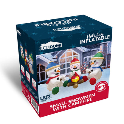 Joiedomi 6 FT Christmas Snowman Inflatable Outdoor Decoration, Snowman Blow Up Inflatables for Xmas Party, Shinny for Party Indoor, Outdoor, Yard, Garden, Lawn (3 Small Snowmen with Campfire)