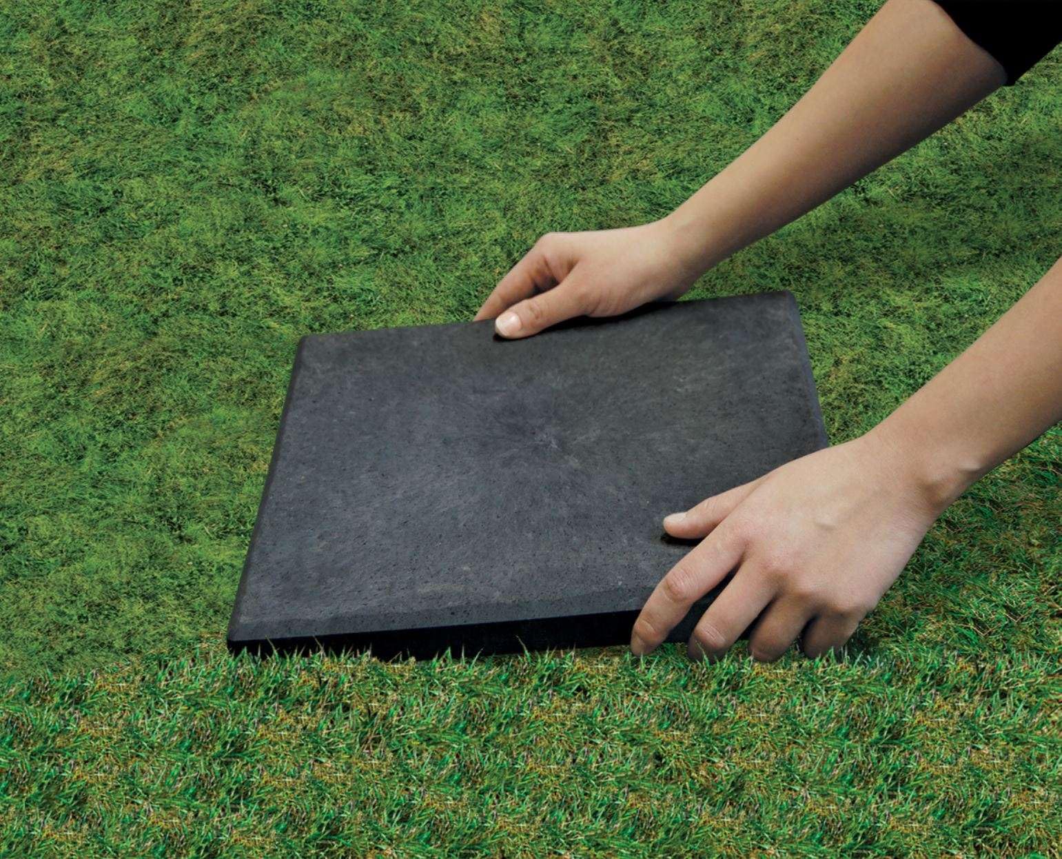 Nicoman Marble Effect 30x30x2.5cm Square Stomp Stone Recycled Rubber Steps Hard Wearing Heavy Duty Outdoor Pathway Tiles- (Graphite, Set of 1)