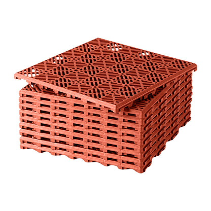 Home Hacks Garden Plastic Tiles 30x30cm Heavy Duty & Durable Interlocking Walkway Floor Path Patio Non-Slip Decking Tile Waterproof Patio Lawn Tiles for Pathway & Terrace (10x Terracotta)