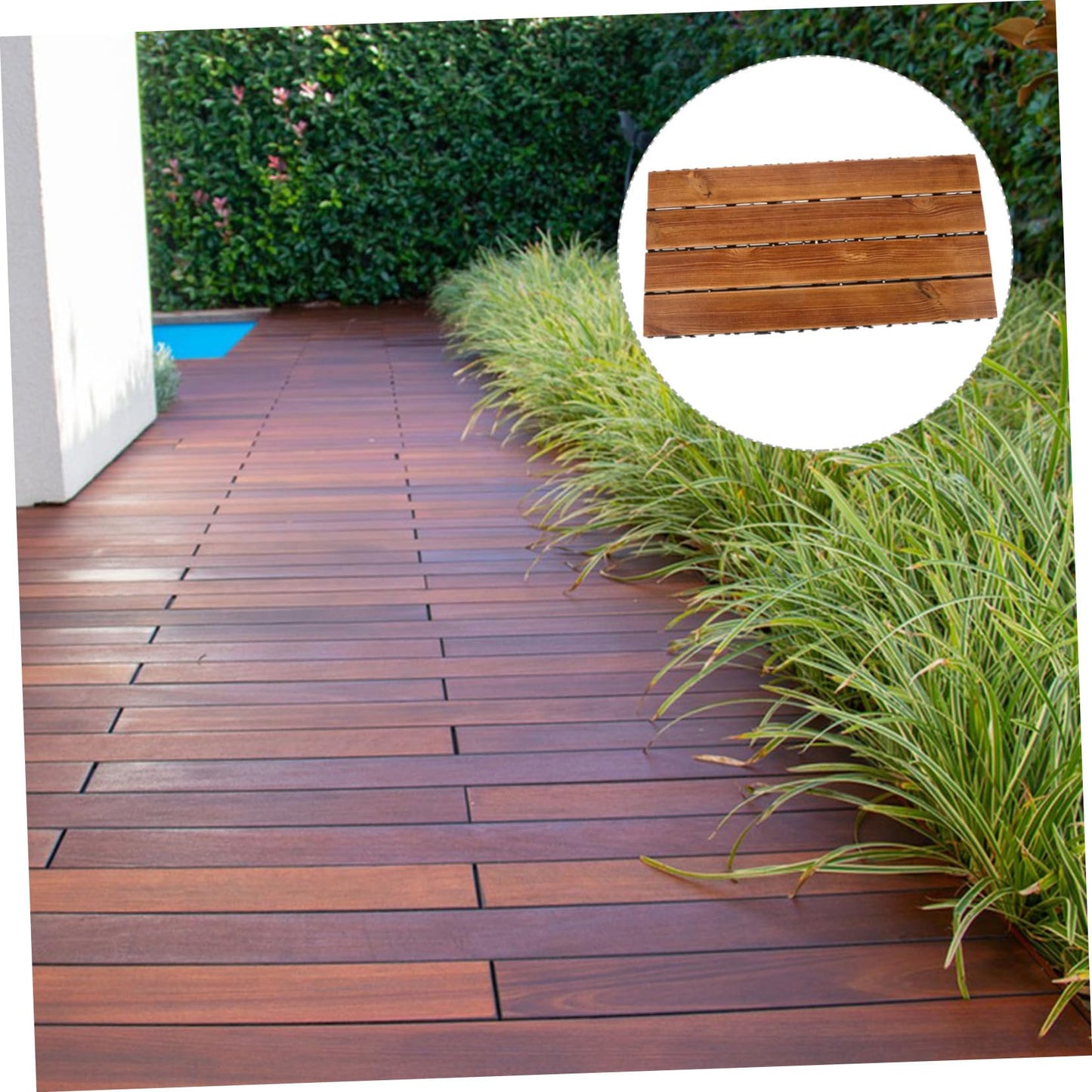 Homoyoyo Carbonized Wood Floor Outdoor Interlocking Deck Tile Patio Flooring for Balcony Garden Walkway Wooden Panels