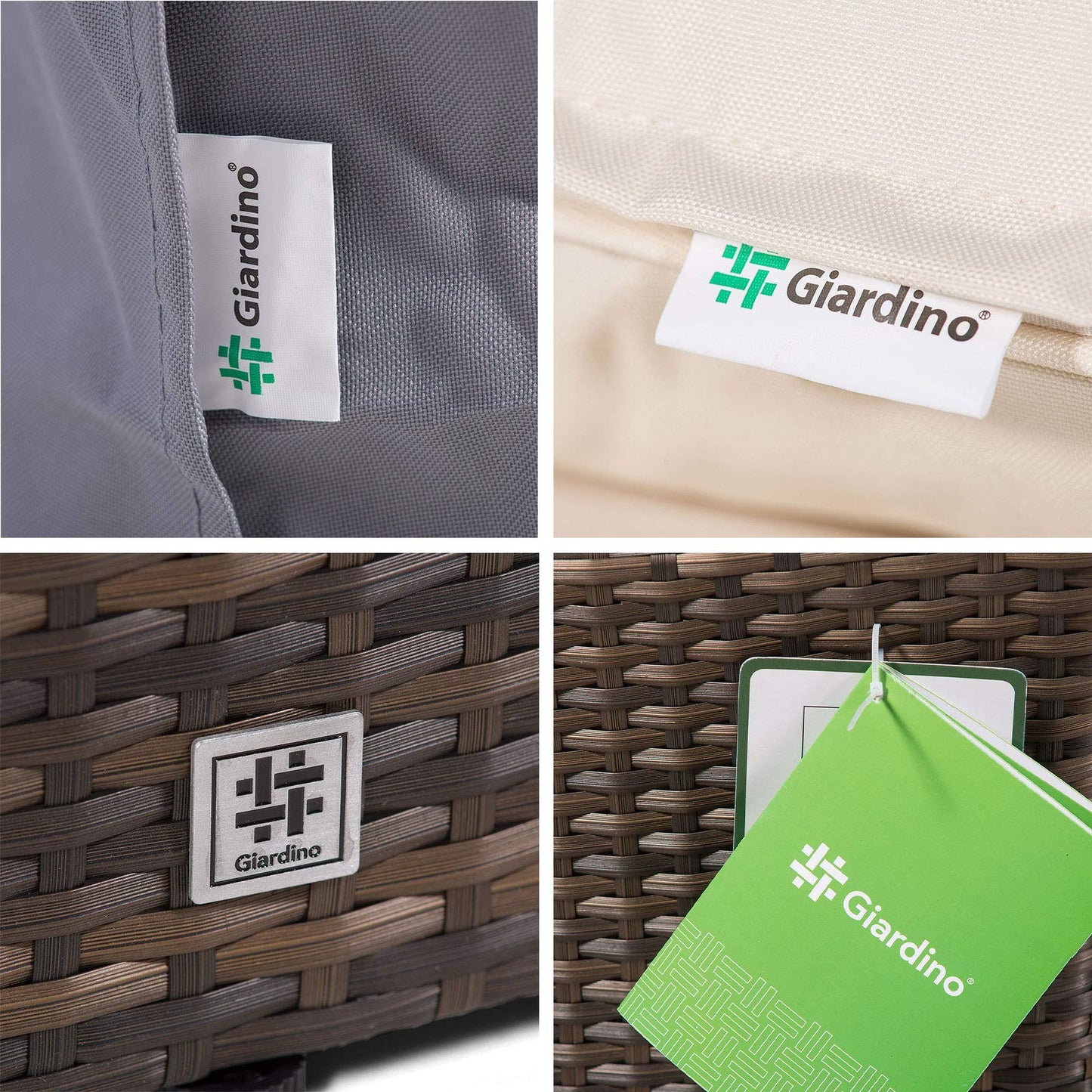 Giardino Santorini Extra Large 13 Seater Brown Rattan Sofa Set with 2 Coffee Tables + Outdoor Rattan Furniture Cover | Modular Poly Rattan Garden Sofa Set | Outdoor Conversation Set & Sun Loungers