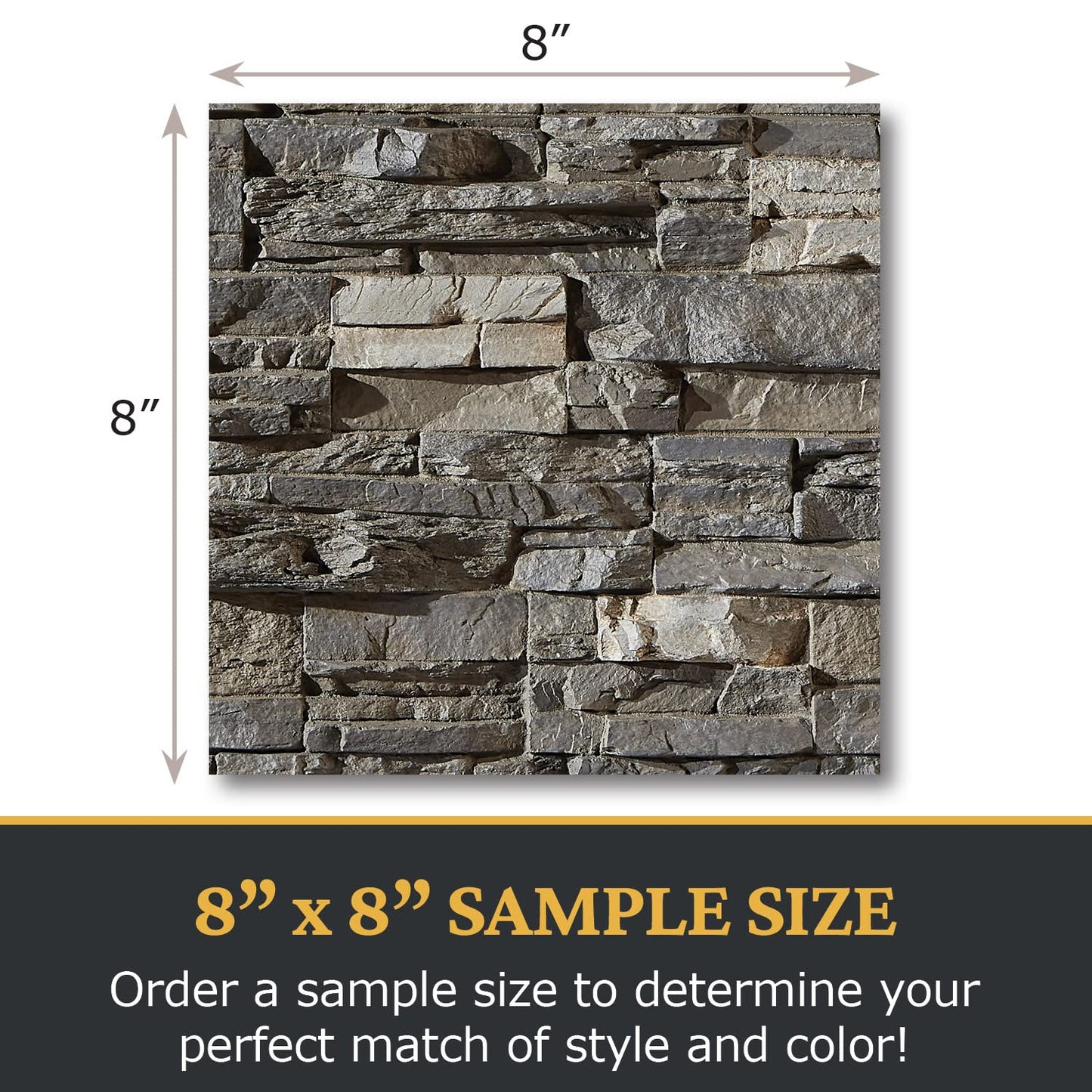 AZ Faux High Density Polyurethane Faux Stone Wall Cladding for Indoor Outdoor Decoration Stacked Stone Cladding Sedona 8" L x 8" H Pattern Size Warm Pewter