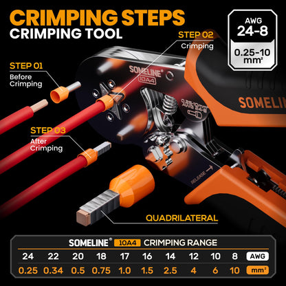 SOMELINE Crimping Tools Set with 24 Types of Ferrules - Ferrule Pliers 0.25-10mm²(AWG 24-8) I Electricians Tools, Crimper, Crimping Pliers, Wire Crimping Tool, Crimping Tool
