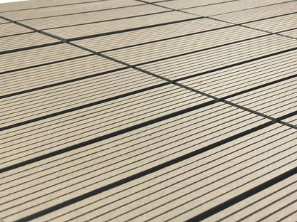 AQS INTERNATIONAL Set of 11 (1m²) Decking Floor Tile - Interlocking Plastic WPC Garden Patio Terrace Balcony Tiles - Flooring Wood Plastic Composite With Click System 30cm x 30cm (Grey)