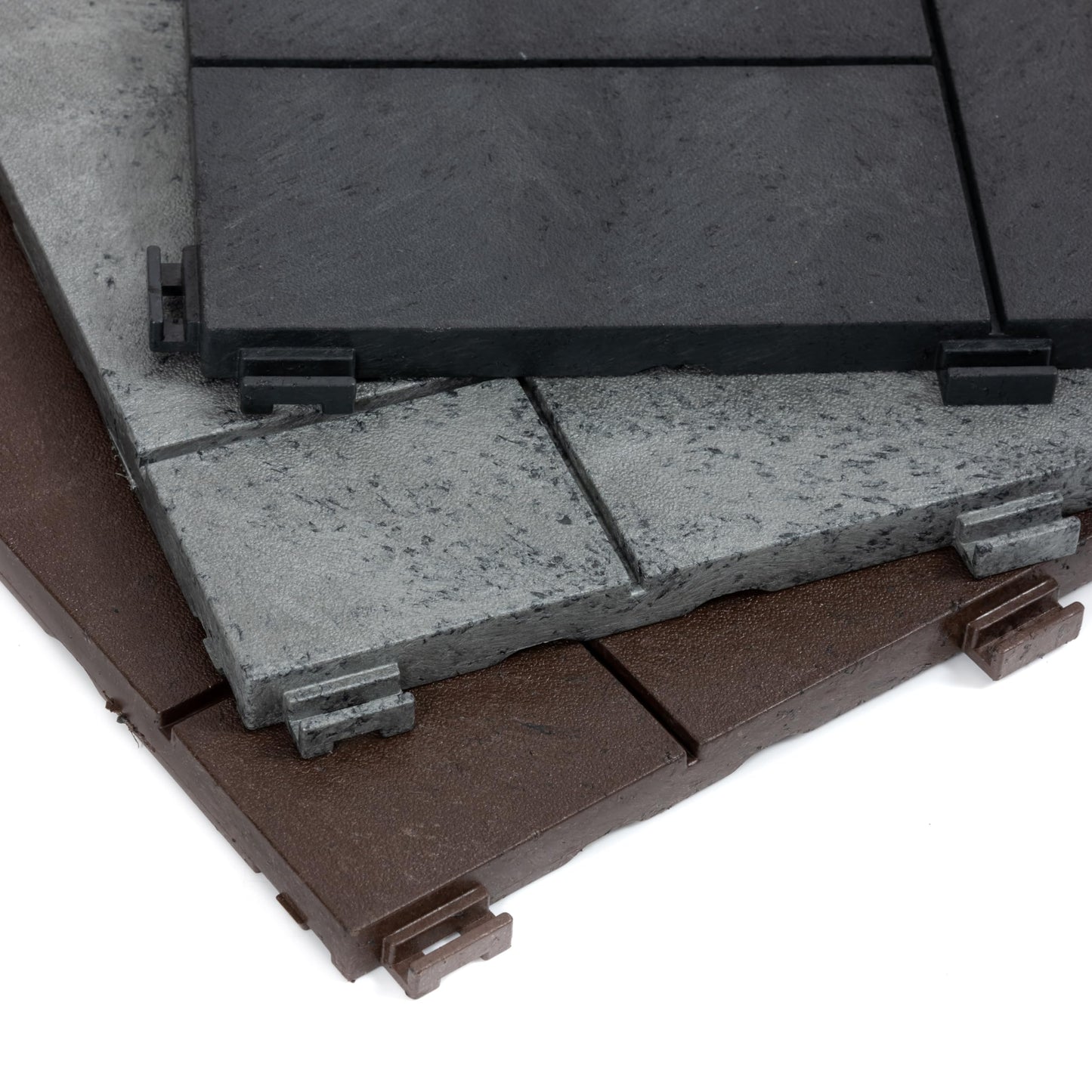 10 Pack Garden Composite Interlocking Decking Tiles Recycled Material 30 x 30cm