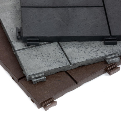 10 Pack Garden Composite Interlocking Decking Tiles Recycled Material 30 x 30cm