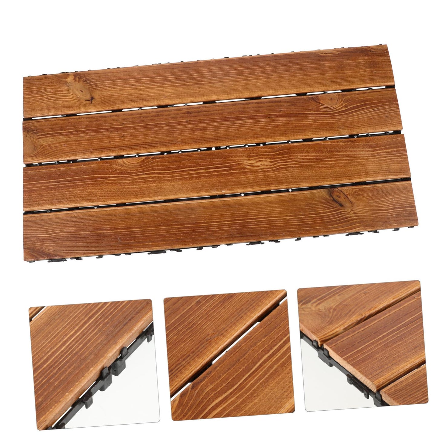 Homoyoyo Carbonized Wood Floor Outdoor Interlocking Deck Tile Patio Flooring for Balcony Garden Walkway Wooden Panels