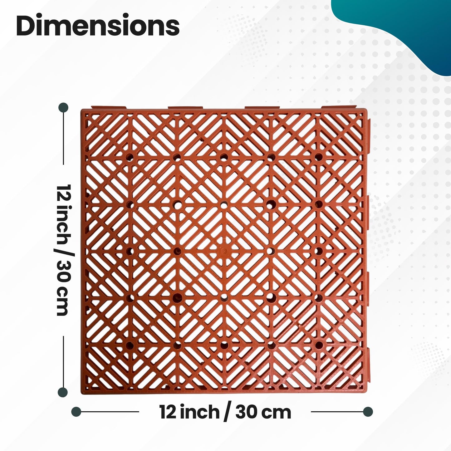 Home Hacks Garden Plastic Tiles 30x30cm Heavy Duty & Durable Interlocking Walkway Floor Path Patio Non-Slip Decking Tile Waterproof Patio Lawn Tiles for Pathway & Terrace (10x Terracotta)