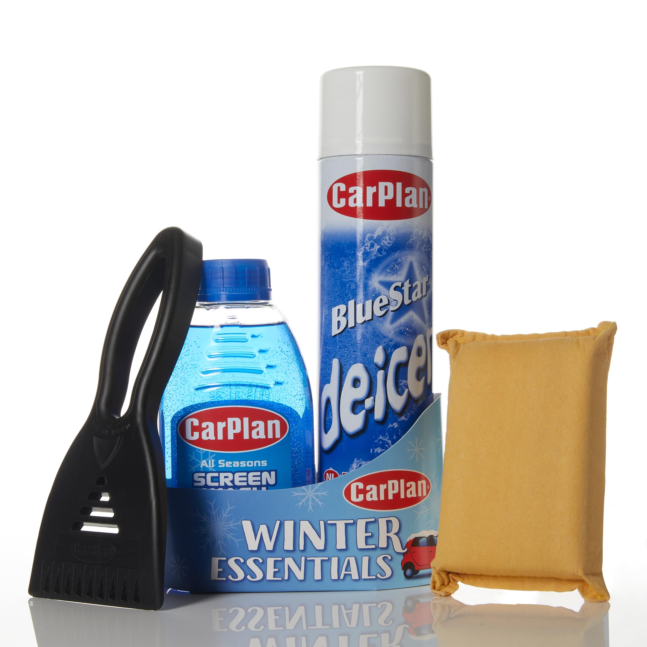 CarPlan Winter Essentials Kit - Deicer, Screen Wash, Ice Scraper, Windscreen Deminster Pad