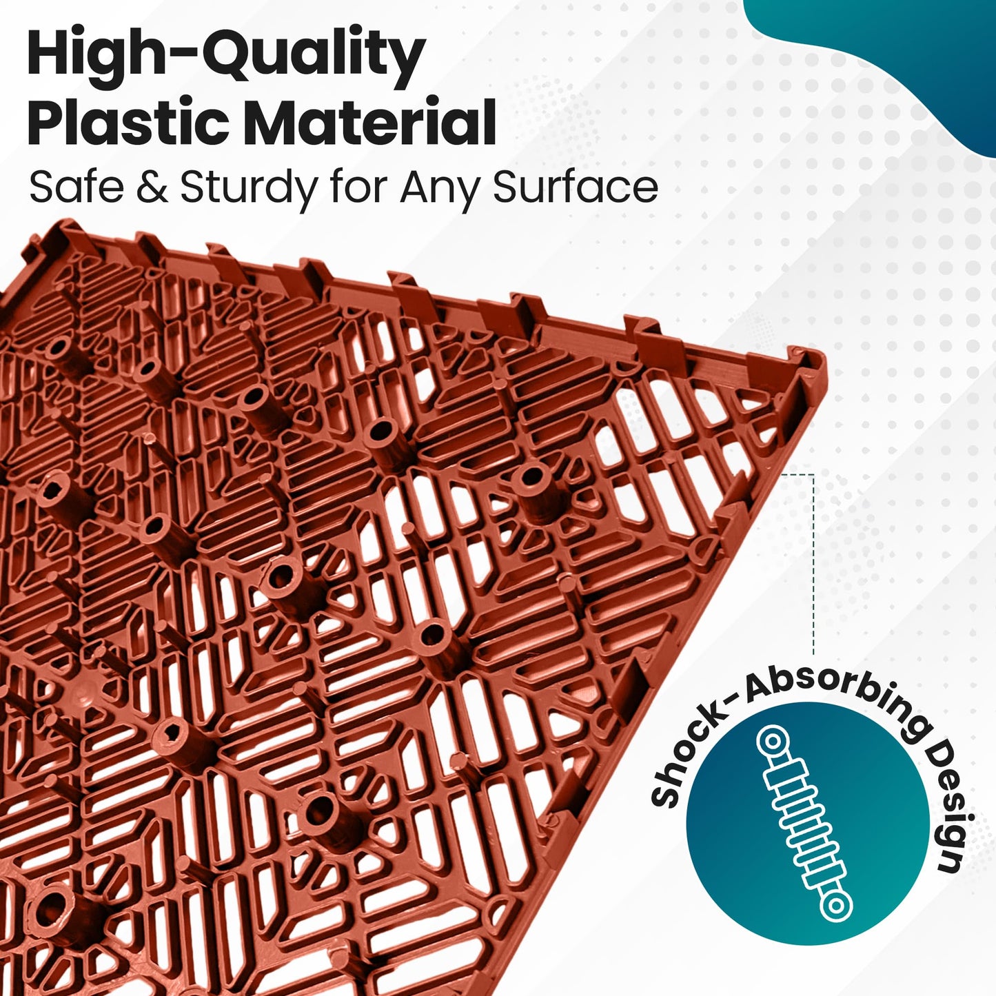 Home Hacks Garden Plastic Tiles 30x30cm Heavy Duty & Durable Interlocking Walkway Floor Path Patio Non-Slip Decking Tile Waterproof Patio Lawn Tiles for Pathway & Terrace (10x Terracotta)