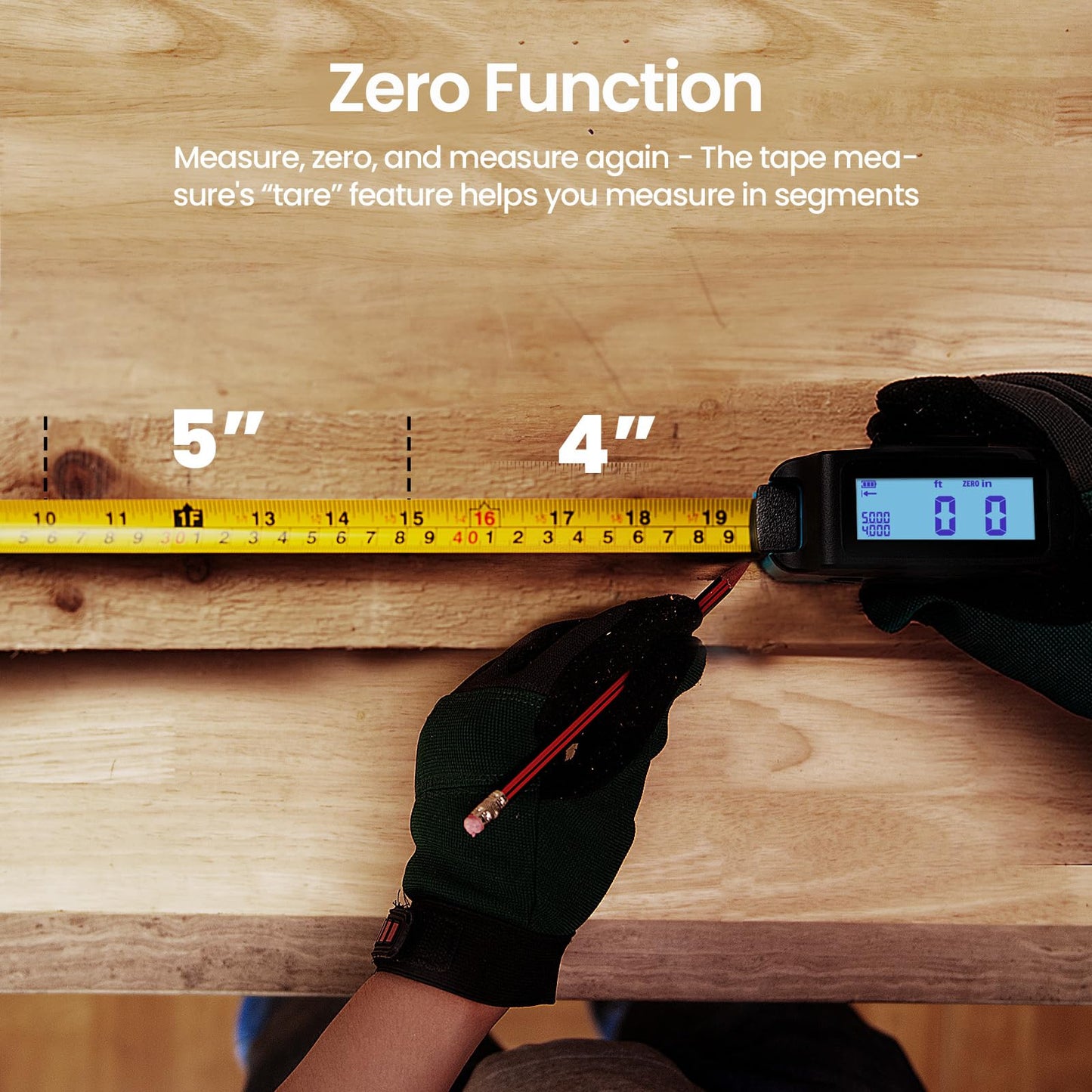 Digital Tape Measure 2 in 1, 5M with Display, Smart Tape Measure, Area Volume Measuring Pythagorean Mode, Waterproof and Rechargeable,1/2 Self Centering, 20 Groups Historical Memory