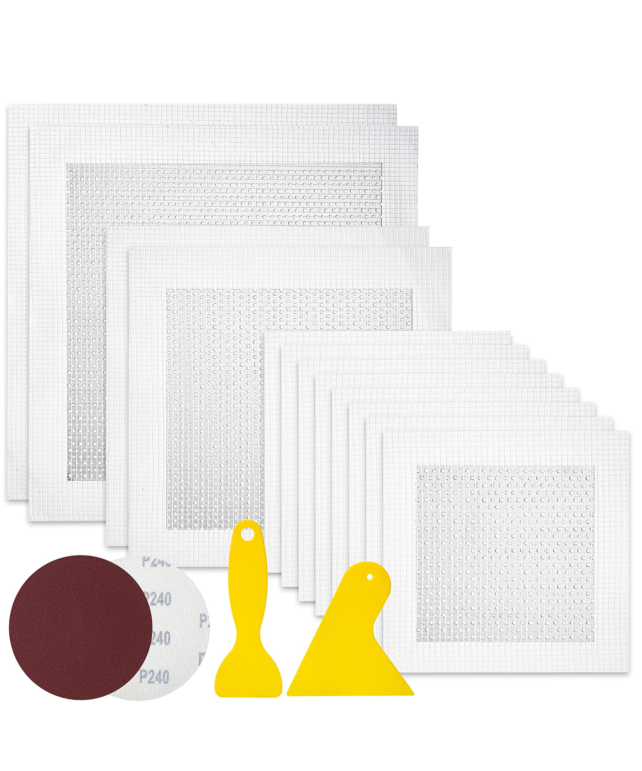 Suzmei Wall Repair Kit (16PC) - 3-Size Aluminum Mesh Patches 4"/6"/8" + Tools | Lifetime Anti-Crack Drywall Fix for Ceiling/Corners/Plaster | Commercial-Grade Adhesive