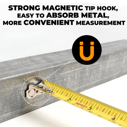 MulWark 8m/26ft Measuring Tape Measure | Metric & Imperial Dual Scale | Magnetic Hook & Wide Blade | Both-Side Metal Blade | Shockproof Case | for Construction, Carpentry & DIY