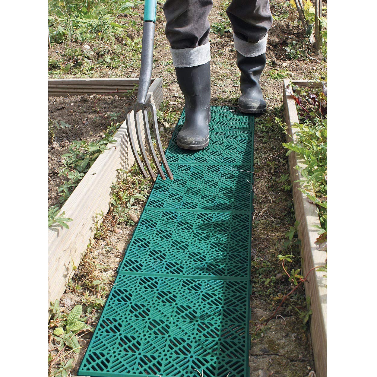 garden mile® Non Slip Modular Garden Path Tiles Patio Decking Interlocking Tiles Weatherproof Anti Slip Deck Board Waterproof Strong Robust Durable Plastic (Green x 20)