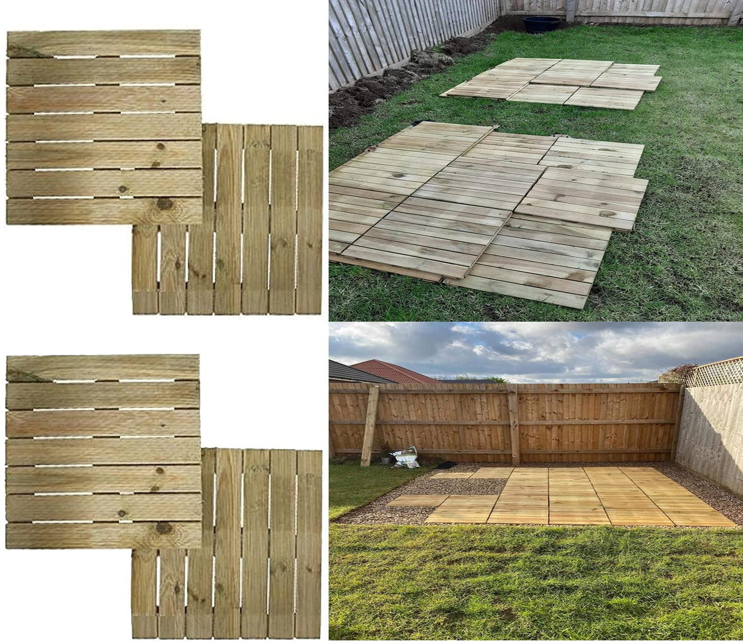 GBS Wooden Decking Tiles Outdoor Interlocking Non Slip Garden Floor Patio Balcony Path Slab Deck Flooring Tub Surface Square 45cm (3)