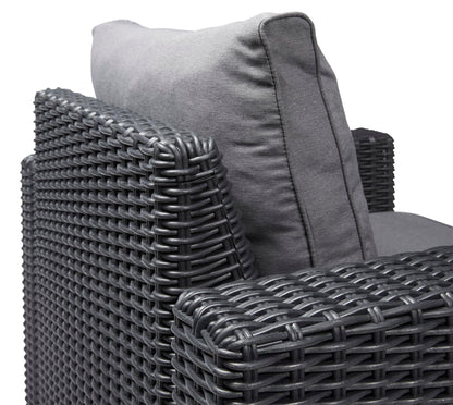 Keter California 2 Seater 83% recycled Outdoor Garden Furniture Balcony Chaise lounge - Graphite with Grey Cushions Fade Free | All Weather Resistant | Easy Clean | Zero Maintenance