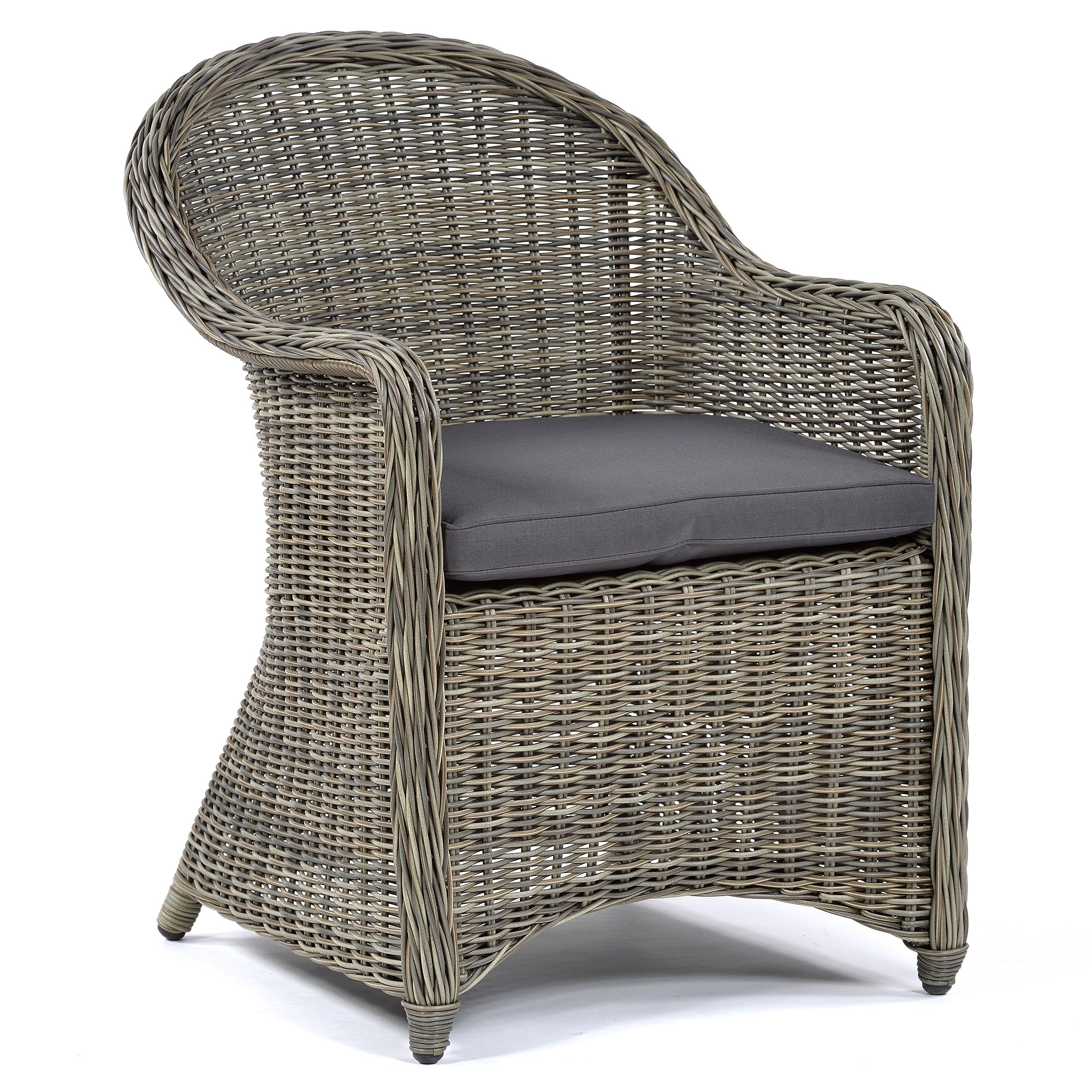 BrackenStyle Regent Garden Rattan Armchair with Dark Grey Cushion - Durable Rattan Dining Chair Seat for Outdoor Garden & Patio Use