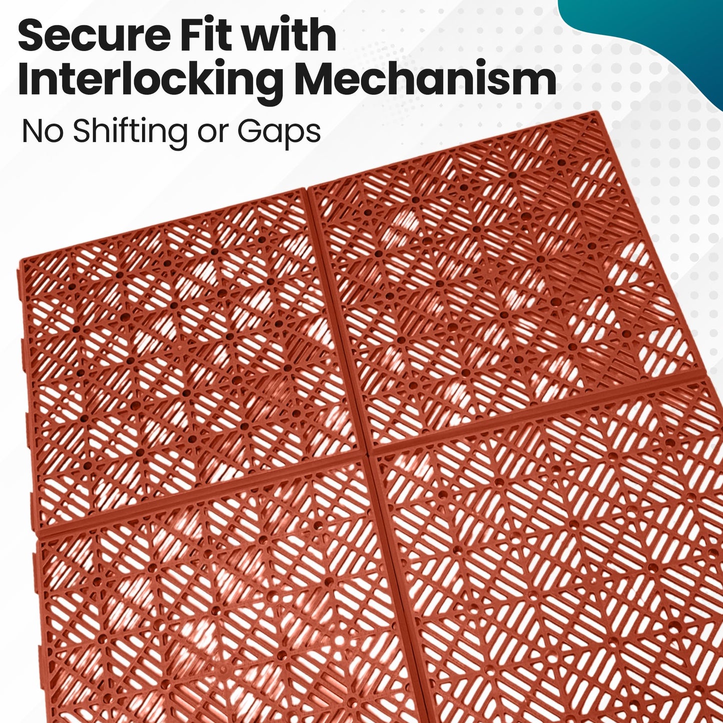 Home Hacks Garden Plastic Tiles 30x30cm Heavy Duty & Durable Interlocking Walkway Floor Path Patio Non-Slip Decking Tile Waterproof Patio Lawn Tiles for Pathway & Terrace (10x Terracotta)