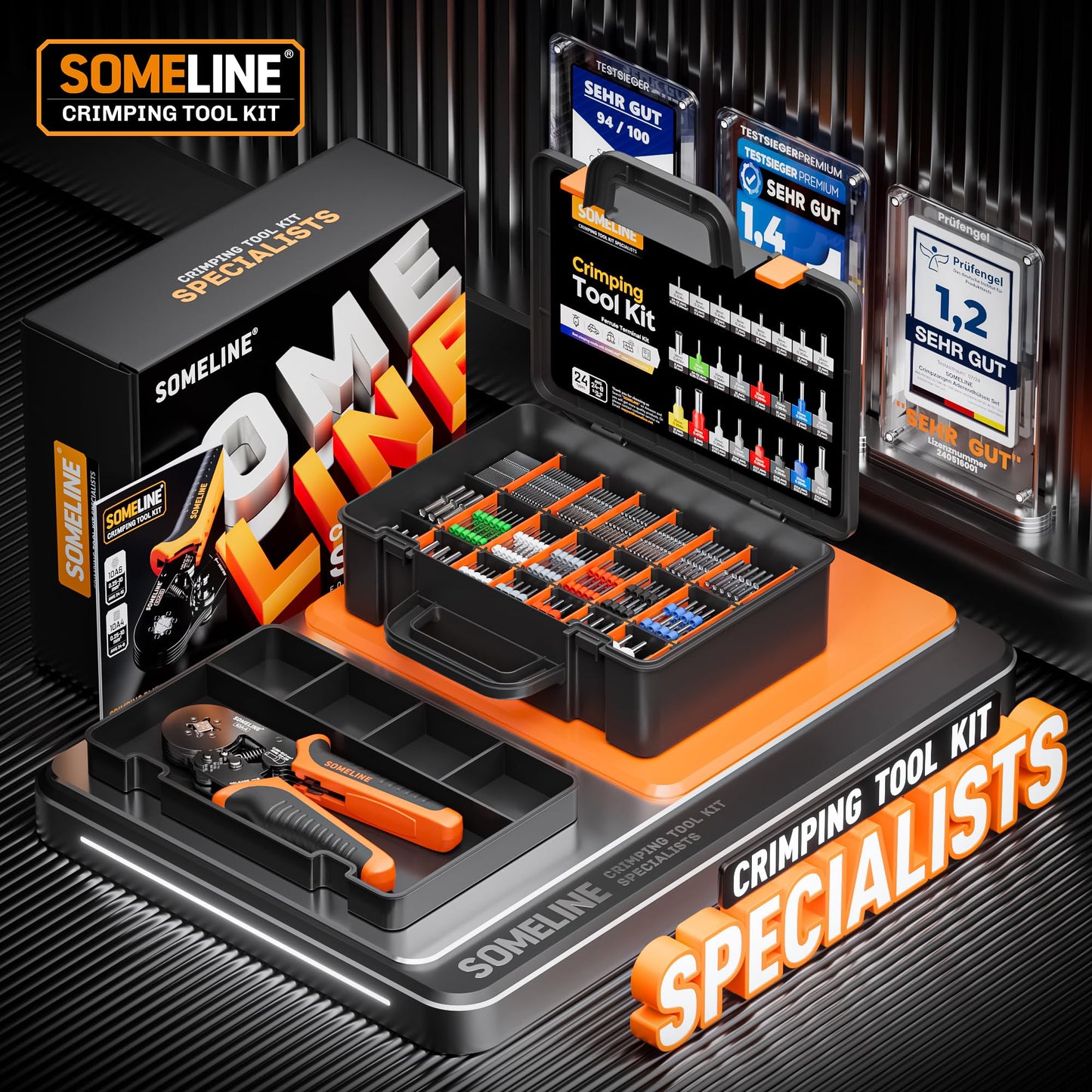 SOMELINE Crimping Tools Set with 24 Types of Ferrules - Ferrule Pliers 0.25-10mm²(AWG 24-8) I Electricians Tools, Crimper, Crimping Pliers, Wire Crimping Tool, Crimping Tool