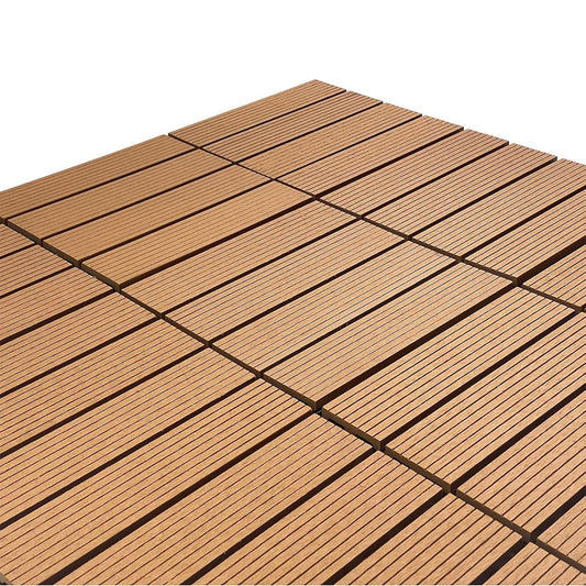 WILSONS DIRECT – 11x Interlocking Decking Floor Tiles – Durable Wood Plastic & Composite Hot Tub Deck Tiles - Easy Installation -Perfect for Garden, Patio, Poolside & Balcony -30x30cm (Light Brown)