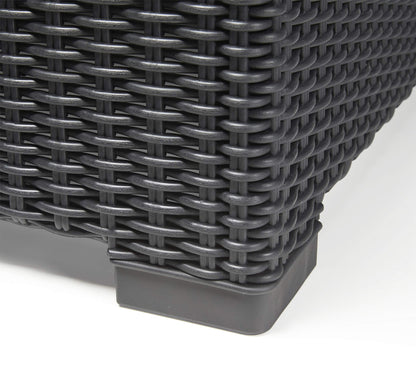 Keter California Double 2 Seater 83% recycled Outdoor Garden Furniture Chaise Lounge Set - Graphite with Grey Cushions Fade Free | All Weather Resistant | Easy Clean | Zero Maintenance